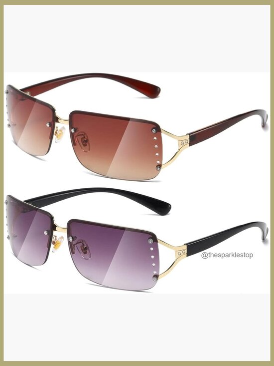 Metal and Plastic Rimless Rectangle Sunglasses with UV400 Protection main image 6